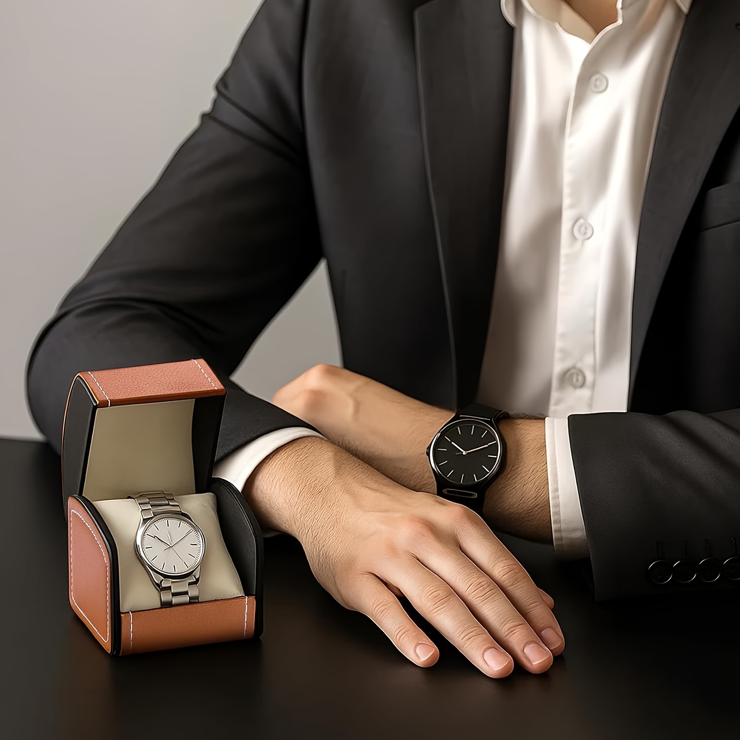 Faux Leather Single Watch Gift Box, Travel Organizer
