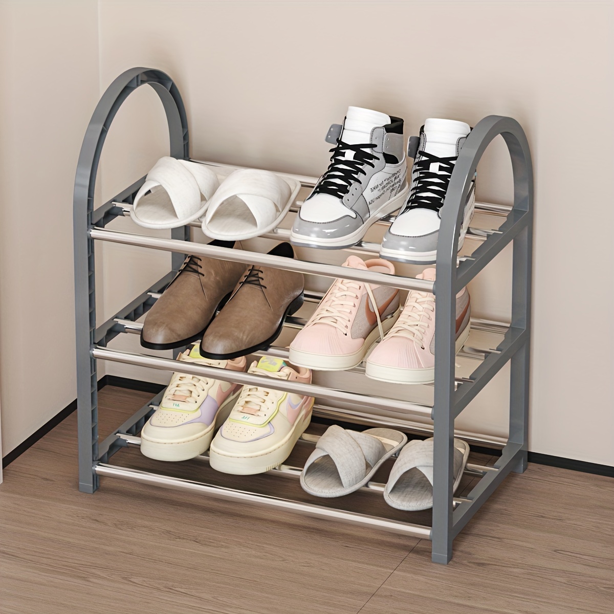 

1pc 3-tier Plastic Shoe Rack, Space-saving, Narrow Entryway Shoe Organizer, Multi-layer Storage Stand For Dorms, Indoor Home Use, 17.71x8.66x18.7 Inches