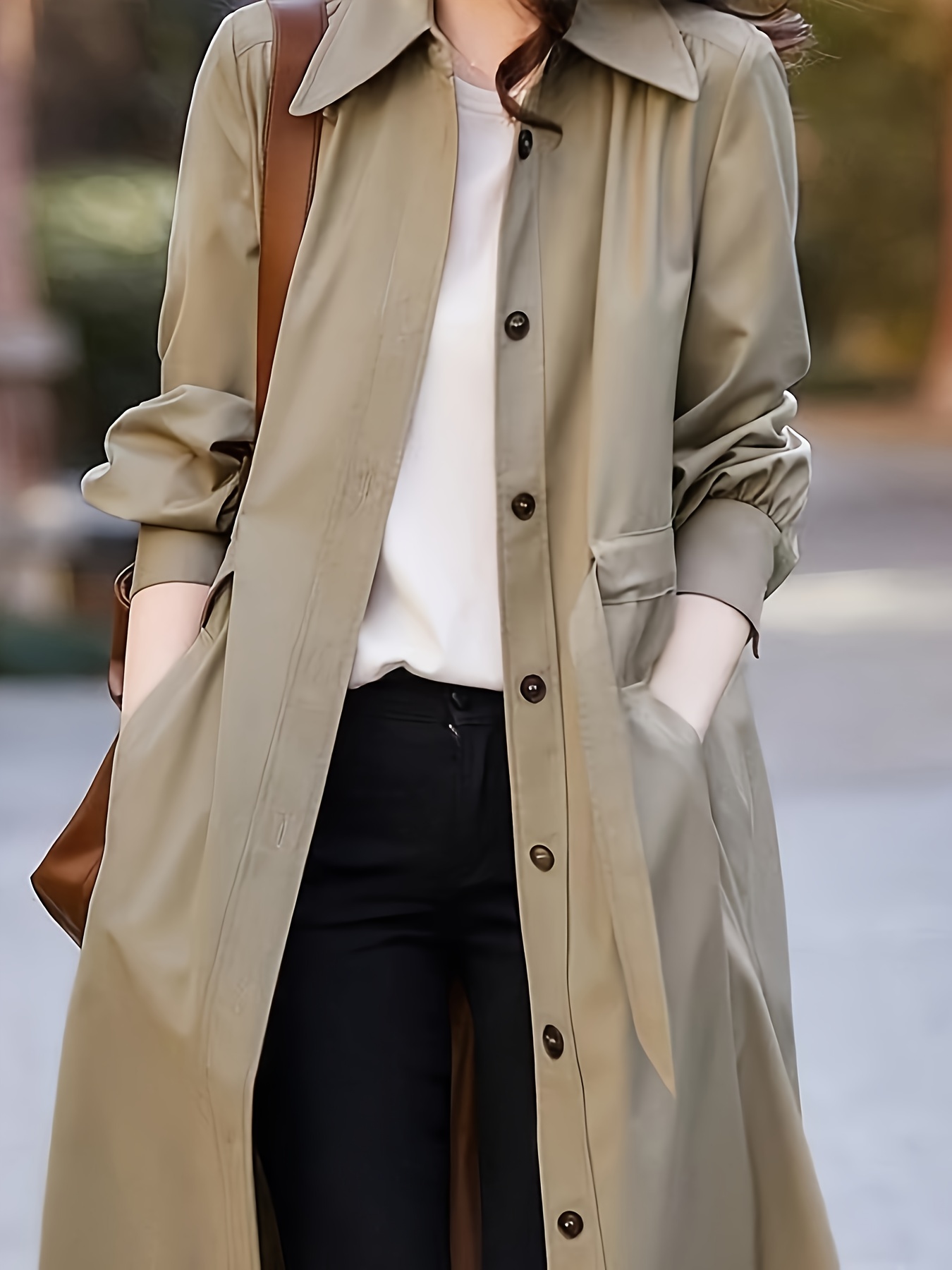 spring and autumn new style thin   windbreaker womens casual versatile coat versatile medium and long windbreaker trend