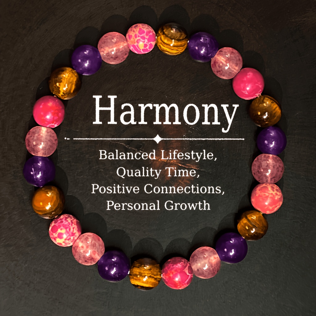 TEMU Stone And Glass Mixed Bracelet, A Eye Stone Accessory Suitable For Men And Women, An Ideal Handcrafted Holiday