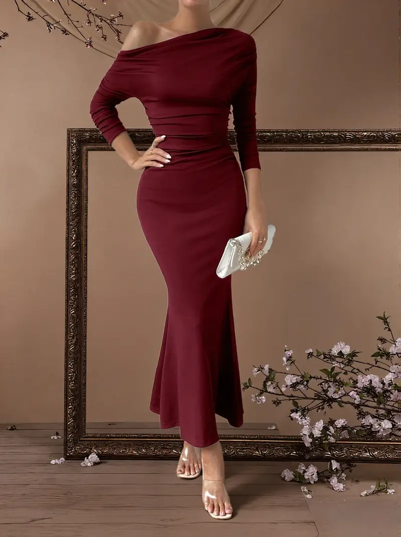 burgundy fishtail dress ASOS DESIGN backless strappy fishtail maxi dress in burgundy