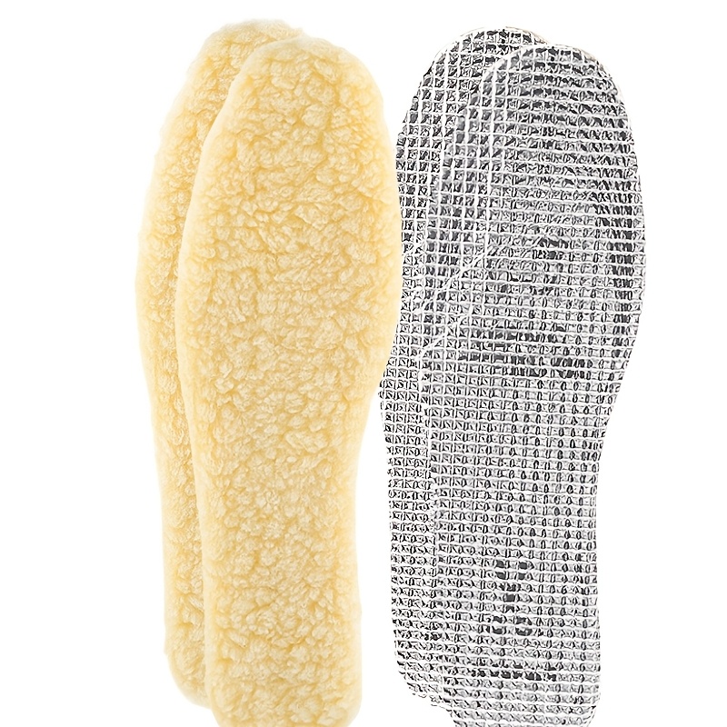 TEMU 4pcs Cartoon Lamb Fleece Insoles With Cartoon Grid Aluminum Foil - Thick Shock-absorbing Pressure- Trimmable Shoe Inserts