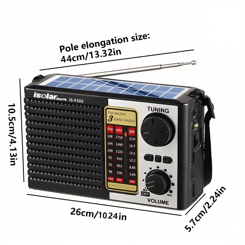 solar portable radio with digital speaker am fm sw mp3 player strong reception led lights usb charging suitable for camping hiking outdoor exploration outdoor audio equipment sturdy design durable structure details 1