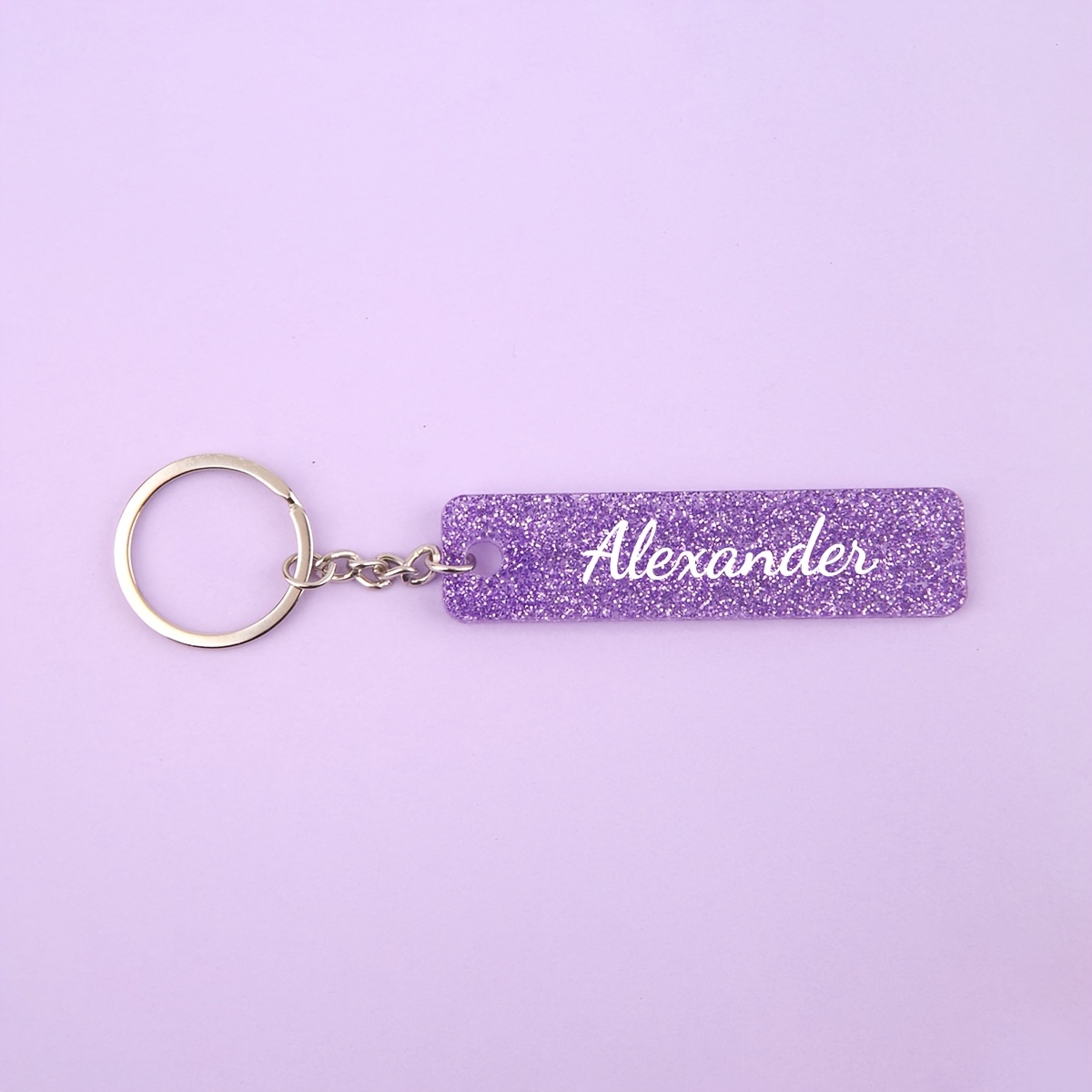 TEMU Porte-clés personnalisé 1 pièce en acrylique à paillettes avec personnalisé, convient pour de la Saint-Valentin, des Pères, des Mères,