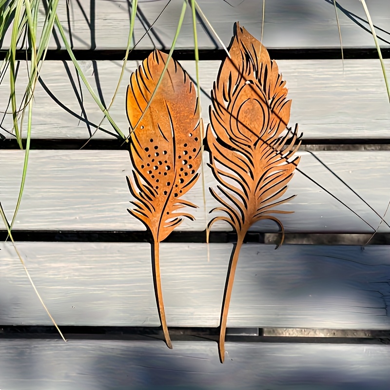 E-shop Neuankunft 2 Stück Pflanzenstäbe - PeaRooster - Rostiger Metall Gartendekor - Outdoor Gartenkunst - Natürliche Schönheit in Metall