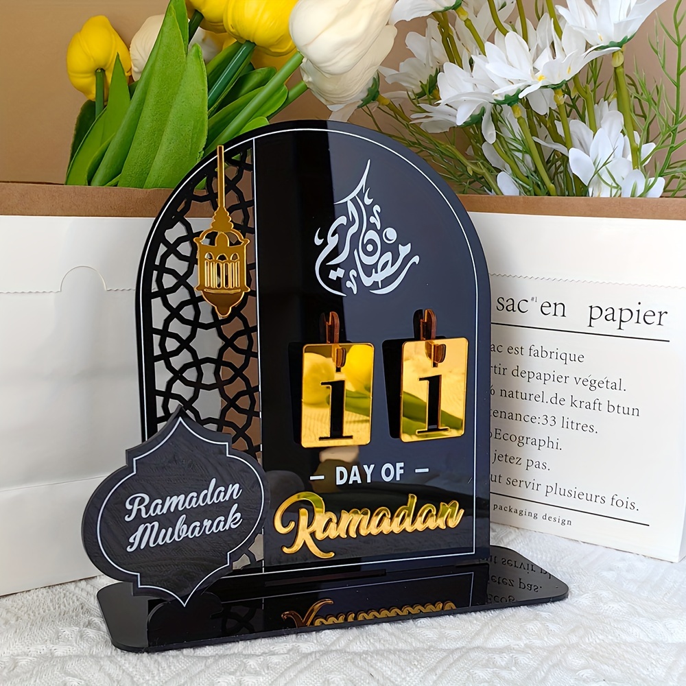 Calendario Ramadán, decoración Eid Mubarak, cuenta regresiva, calendario de  Ramadán 2024, decoración de ramadán con superficie de espejo acrílico, Eid