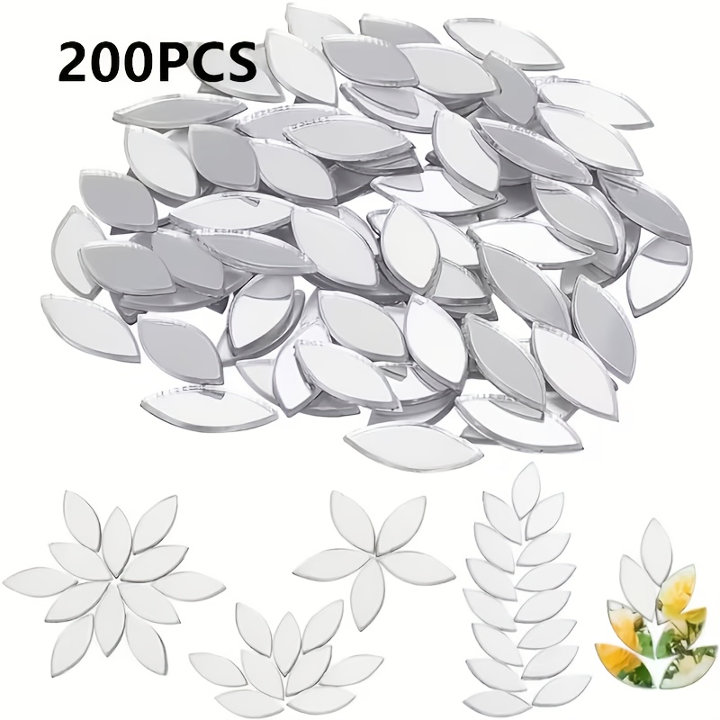 TEMU 200pcs Self-adhesive Leaf Mosaic Tiles, Thickened Mini Acrylic Mirror Tiles, Silvery, Very Suitable For Crafts And Home Decoration On Walls And