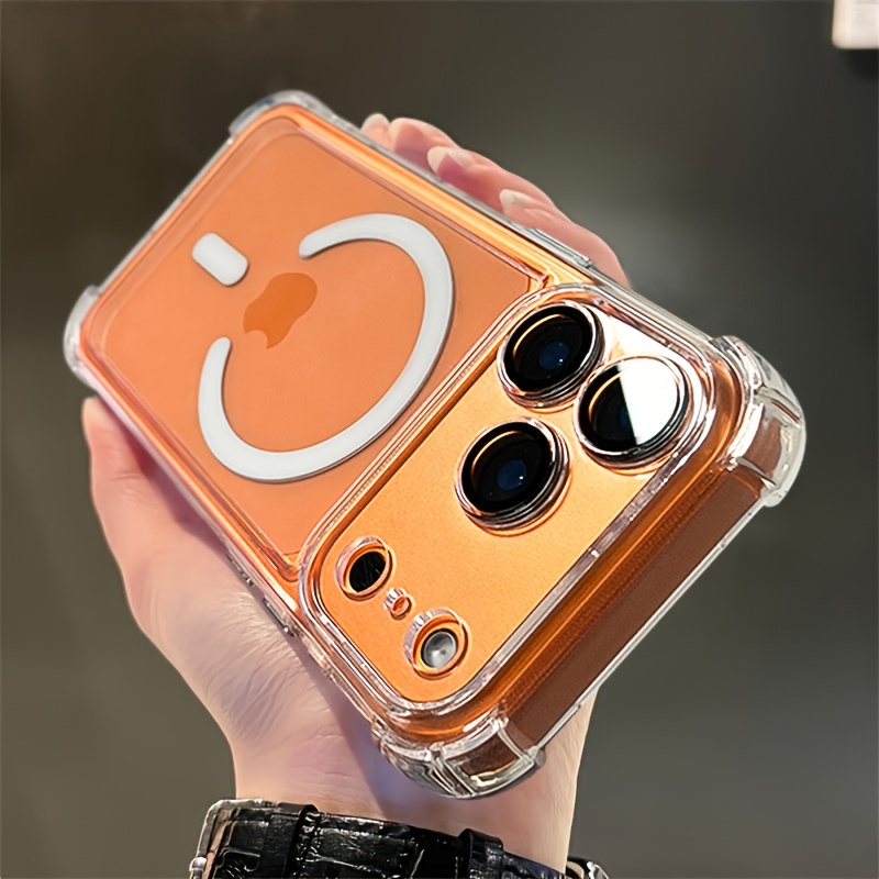 E-shop Handyhülle - Luxuriöse Puffer Stoßfeste Transparente Magnetische Kabellose Ladehandyhülle Kompatibel mit iPhone 17 Pro Max Air 16 15 14 13 12 11