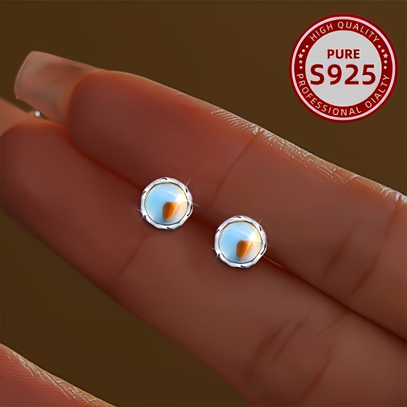 Bohemian Style Moonstone Earrings, Round Drop