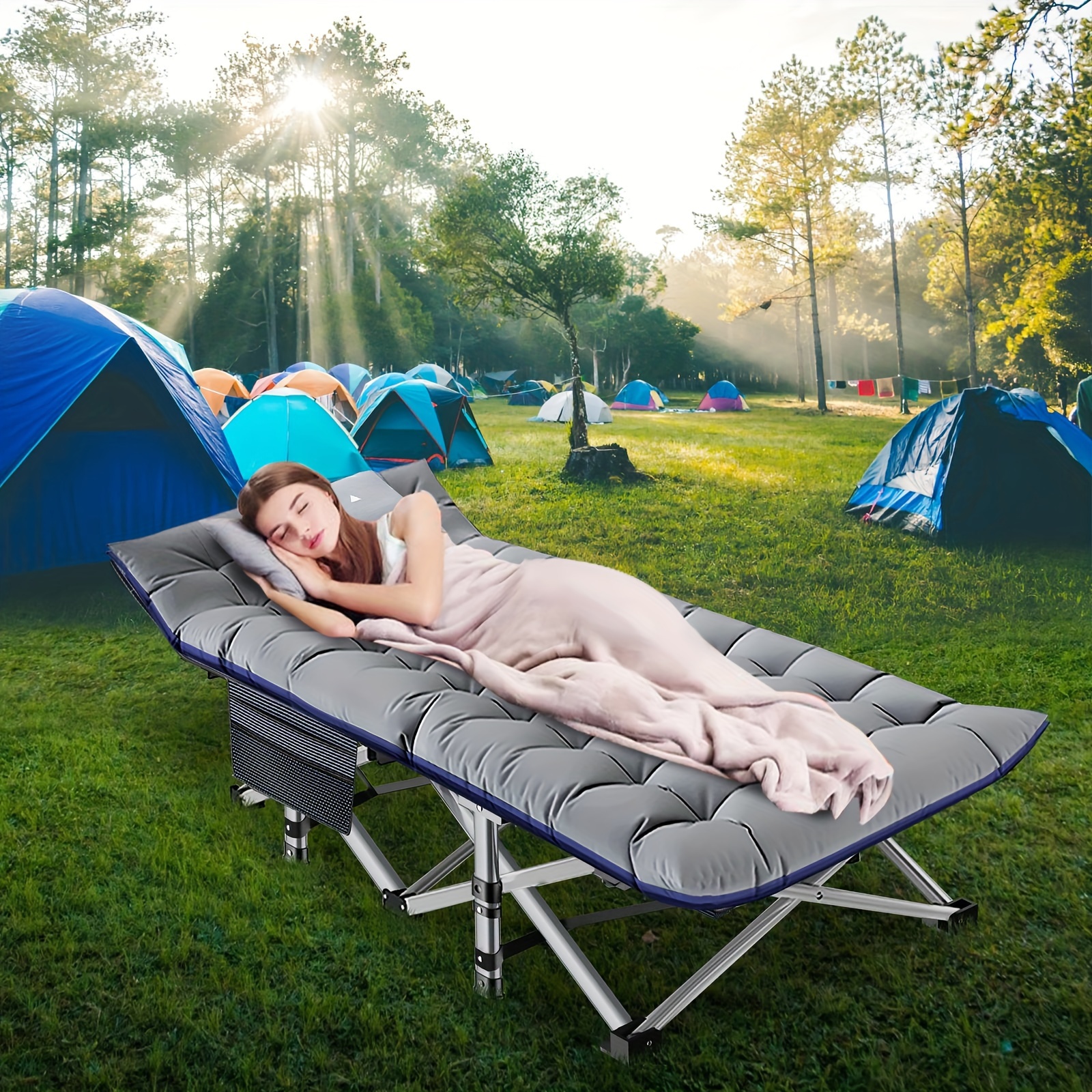 

Lilypelle Folding Camping Cot Bed 2- Mattress, Duty Sleeping Cot Bed Bag, Portable For , , For Nap And