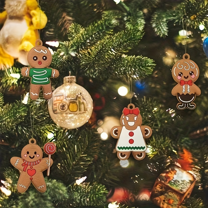 

Gingerbread Ornament Set: Wooden Christmas Tree Decorations With 12 Unique Figures