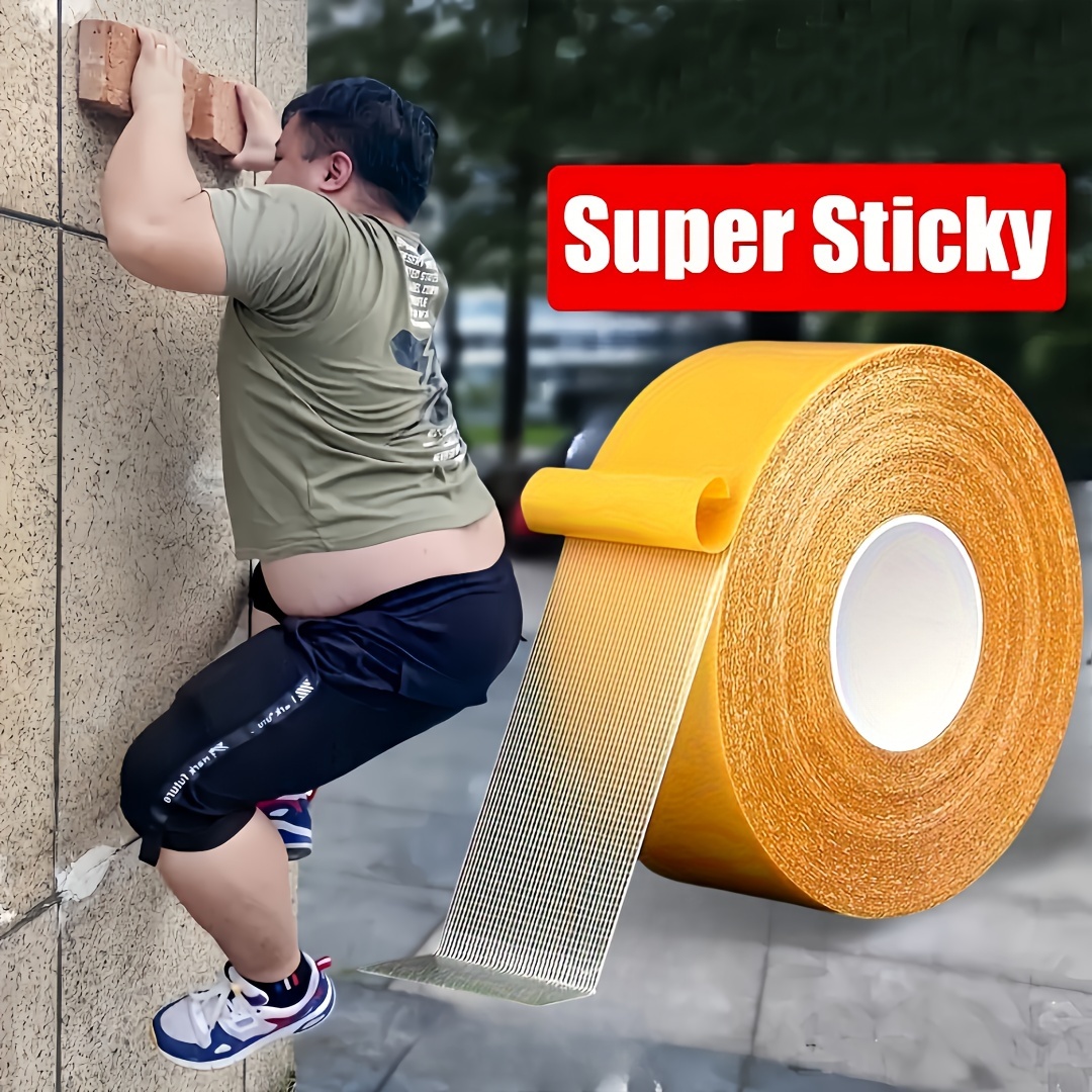 

[customer ] 1/2pcs Super Strong Double-sided Tape - Heavy-duty Adhesive With Fiberglass Mesh For Walls & Glass, Waterproof Transparent Mounting Tape For Fabric, Wood, Metal & More