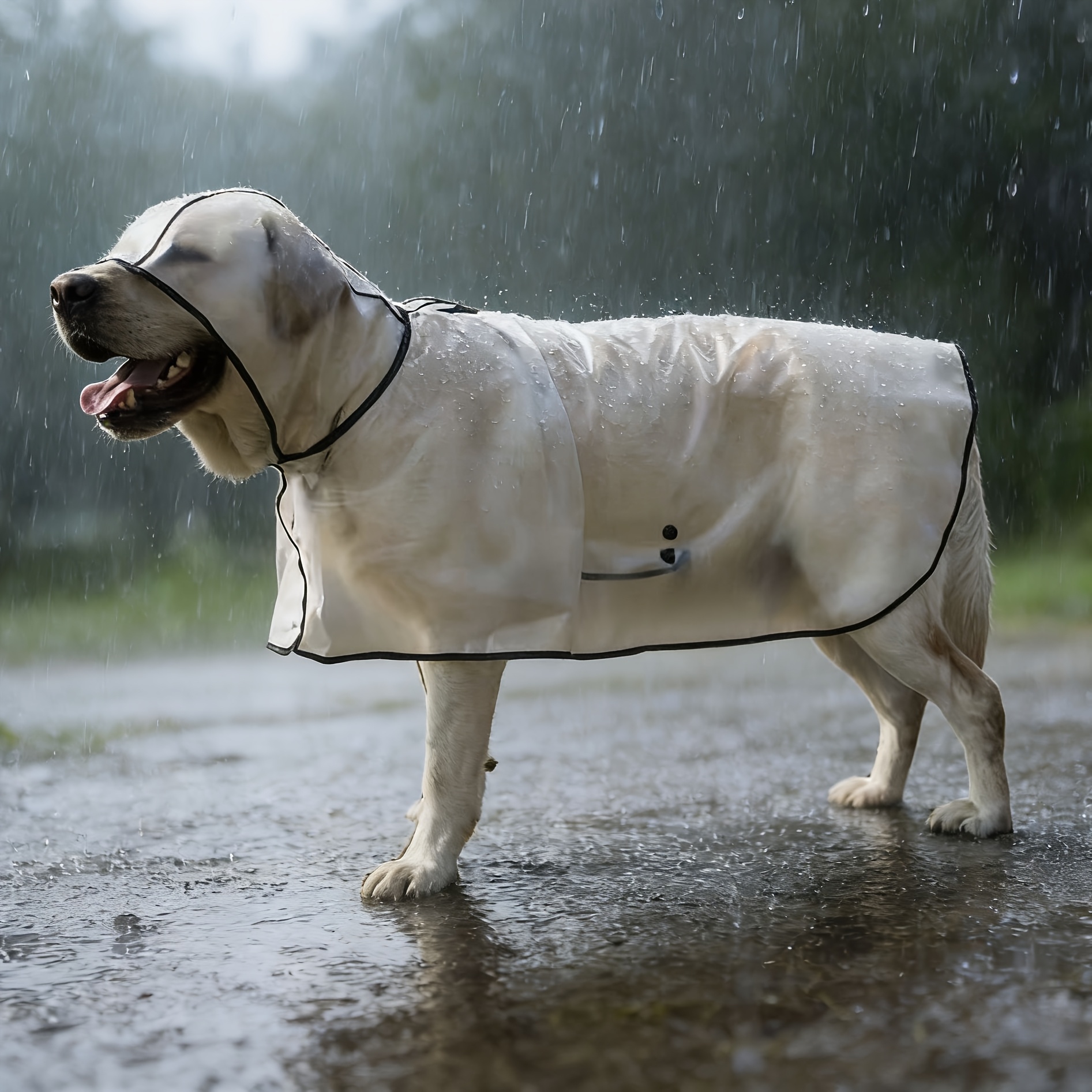 TEMU Impermeable transparente para perros grandes y medianos - Cubierta de lluvia esmerilada translúcida, equipo de lluvia para perros para