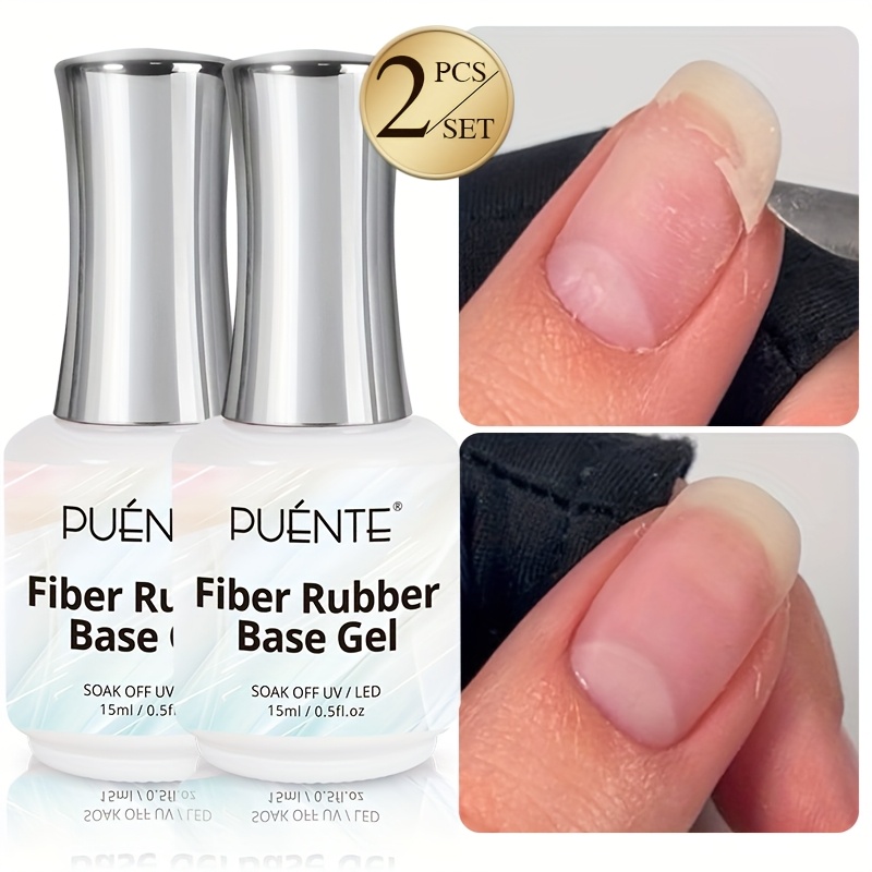 2pcs Puente Gel Nail Polish & Fiberglass Base Clear Suitable For Nail, Quick-build /led , Hypoallergenic Alcohol-free Soak Off Nail Varnish For Reinforcement, For Use, /led Compatible
