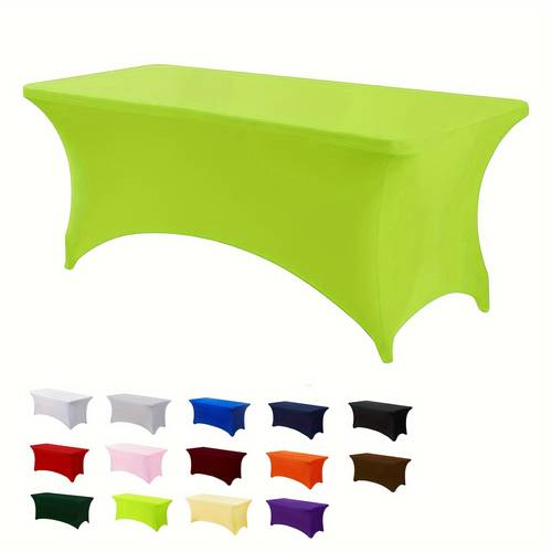 item picture 1pc rectangular full wrap tablecloth polyester stretch washable table cover suitable for kitchen decor weddings birthdays parties craft exhibitions bar evenings outdoor parties cocktail festivals