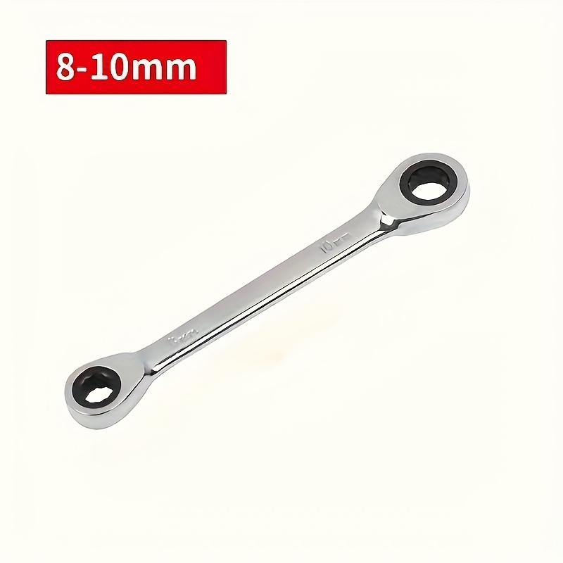 

1pc 8-10mm Professional Heavy-duty Ratchet Wrench- Steel, Double Head & Reversible For Diy & Industrial Use