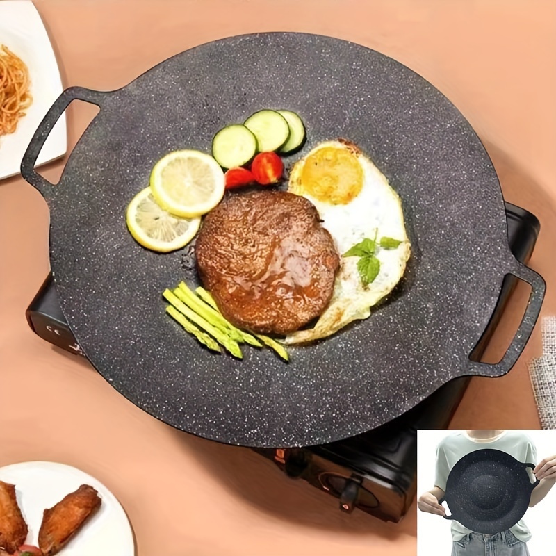Temu TEMU Cast Iron Roasting Pan, Round Grill Skillet For Outdoor Bbq And Cooking, Non-electric Cookware With Dual Handles sold by Temu Affiliate Program