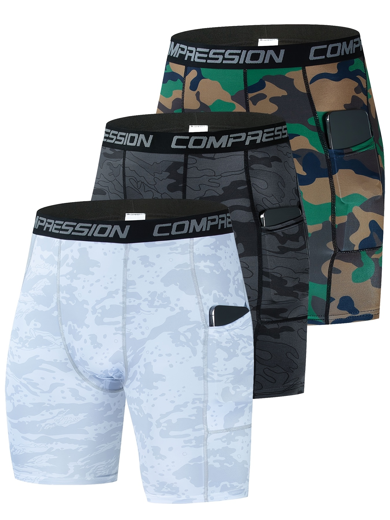 Men’s Compression Trunk Shorts – 3 Pack Comfort Fit Boxer Underwear For Gym & Run