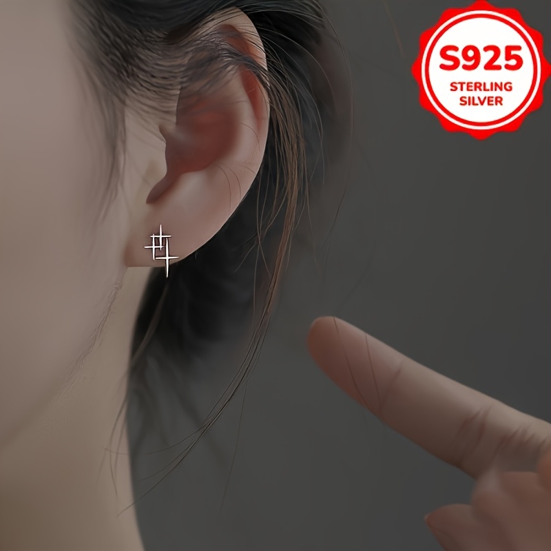 Women's 925 Sterling Silvery Stud Earrings — Minimalist Star Design