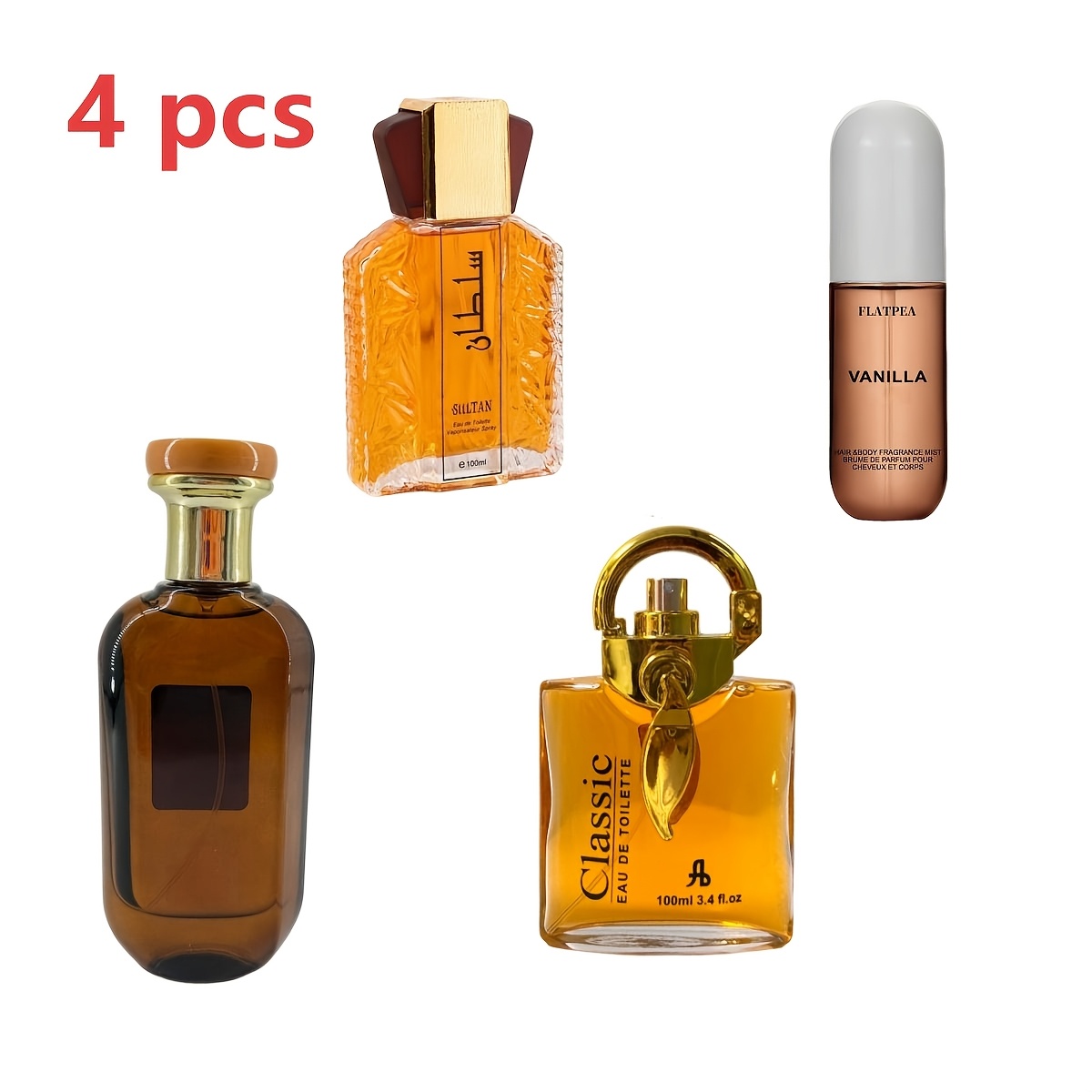 Image of 4pcs Amber Luxury Set (350ml) | Fruity-amber Scent + Oud Scent + Fresh Fruity- Scent + Vanilla Coconut Scent | Long-lasting Fragrance | Ideal For Valentine's Day Gifting & Personal Use