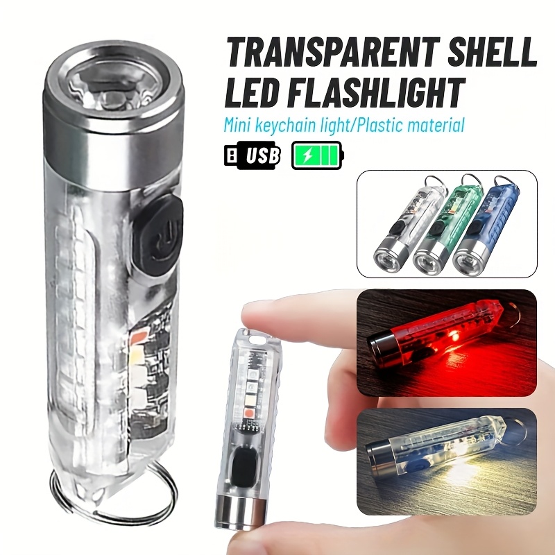 

Compact Usb Rechargeable Led Flashlight - 11 , Transparent Mini Keychain Light With Options, Ideal For Night Reading, Photography, And Bedroom Use, Flashlight Rechargeable