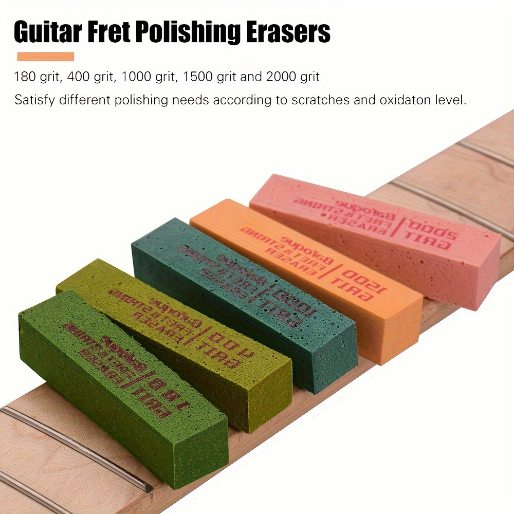 

Guitar Fret Polishing Erasers Abraisive Rubber Blocks With 180 Grit & 400 Grit & 1000 Grit & 1500 Grit & 2000 Grit For Guitar Fret Strings Polishing Maintaining