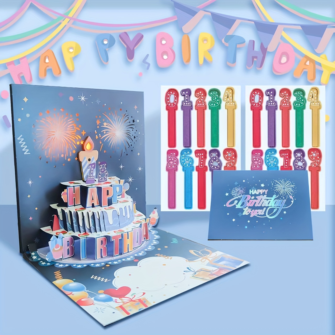 

Pop Up Birthday Cards With Blowable Birthday Cake, Musical Happy Birthday Card With Light Up Fireworks, Funny Birthday Gift Card For Women Men Husband For Mom Kids Friend