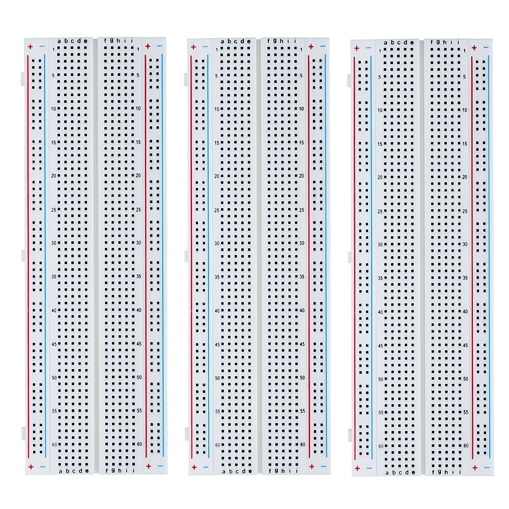 TEMU Kit de prototypage 3 pièces non-soudé 830P Breadboard , carte de prototypage Breadboard 830, carte de connexion électrique universelle à