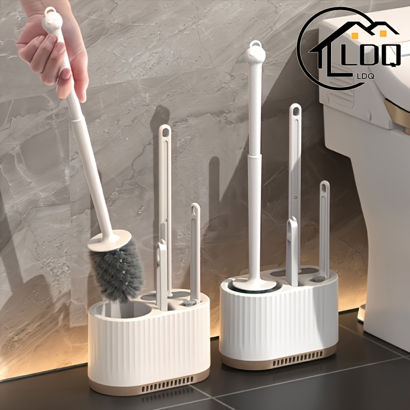 

Ldq 4pcs Deluxe Toilet Brush Set - Wall-mounted, No-dead-corner Design, Easy Clean, Space-saving, Bathroom Cleaning Kit With Holder