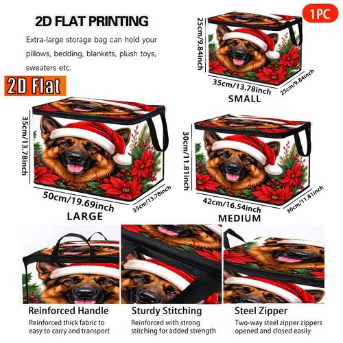 2d flat 1pc christmas dog wreath themed decorative storage box suitable for living room closet organization item storage organization and tidying gift for multi purpose reusable under bed storage