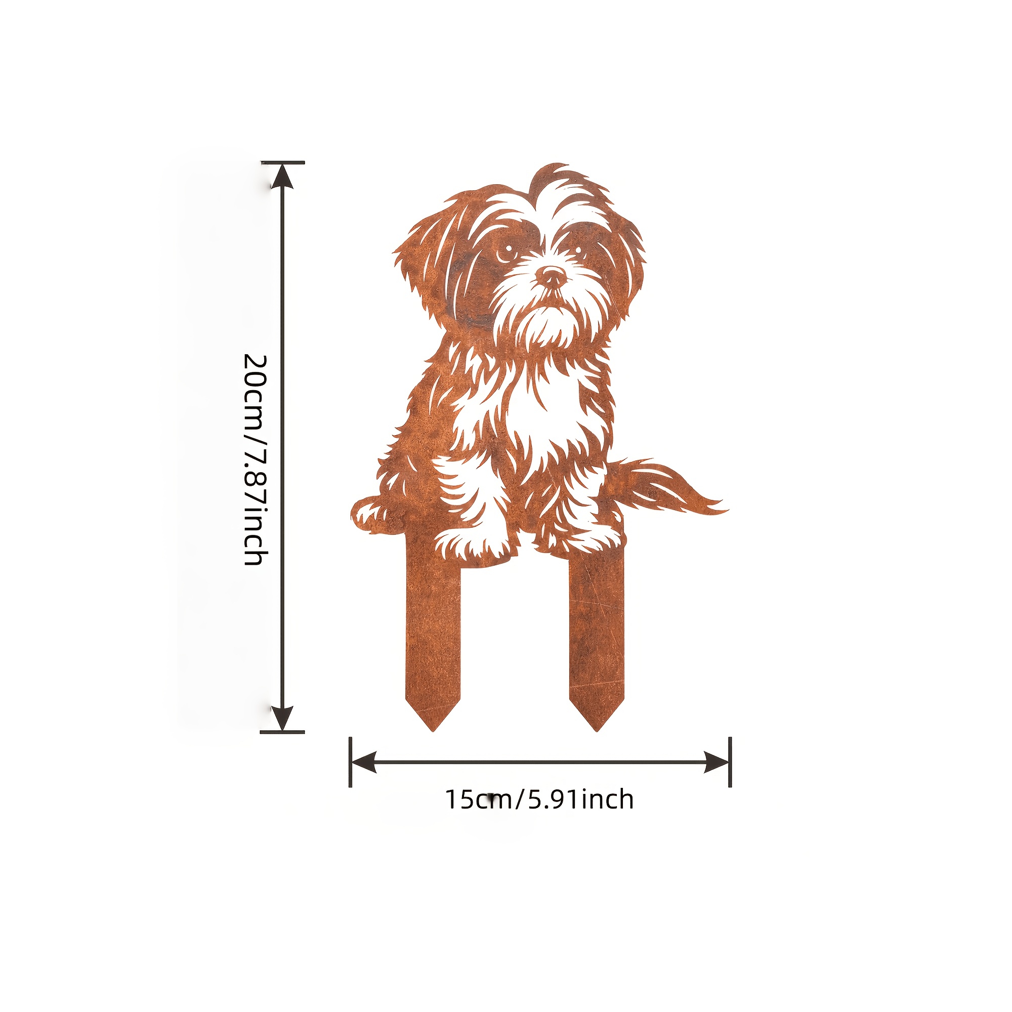 TEMU 2d Flat, [2d Flat] 1pc Shih Tzu Acrylic Rusty Garden Stake, Dog Country-style Courtyard Artwork, Weathered Acrylic Stake, Outdoor Garden