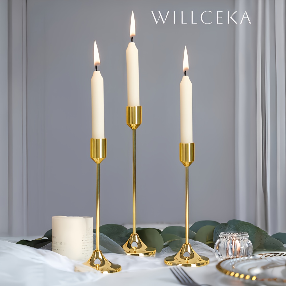 TEMU 3 Metal Candle Holders, Christmas And Halloween Table Decor, Dinner Photo Props, Wedding Anniversary And Wedding Decorations, Home And Hotel