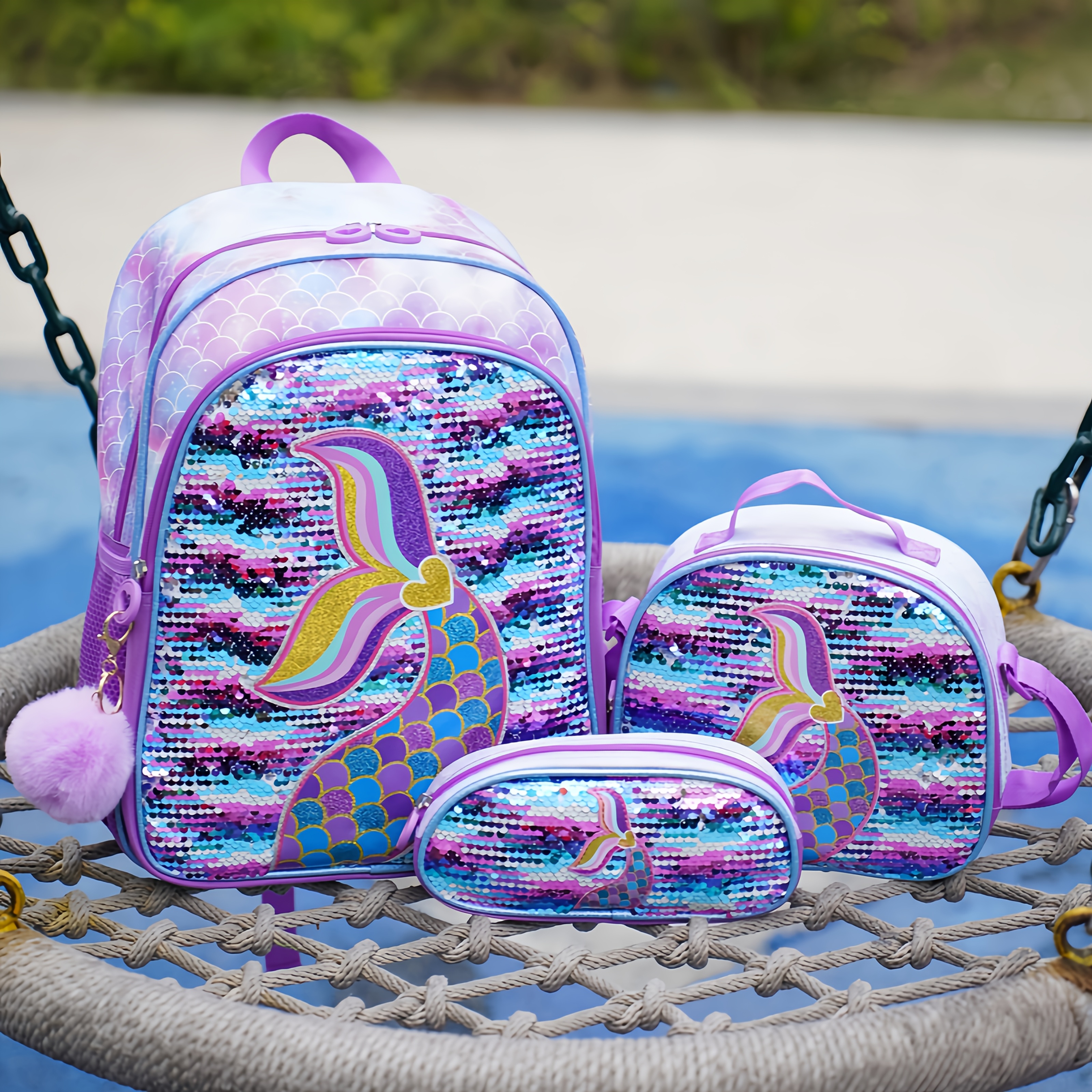 Mermaid Backpack Sequin Backpack Kids AGSDON 3PCS Unicorn Mermaid