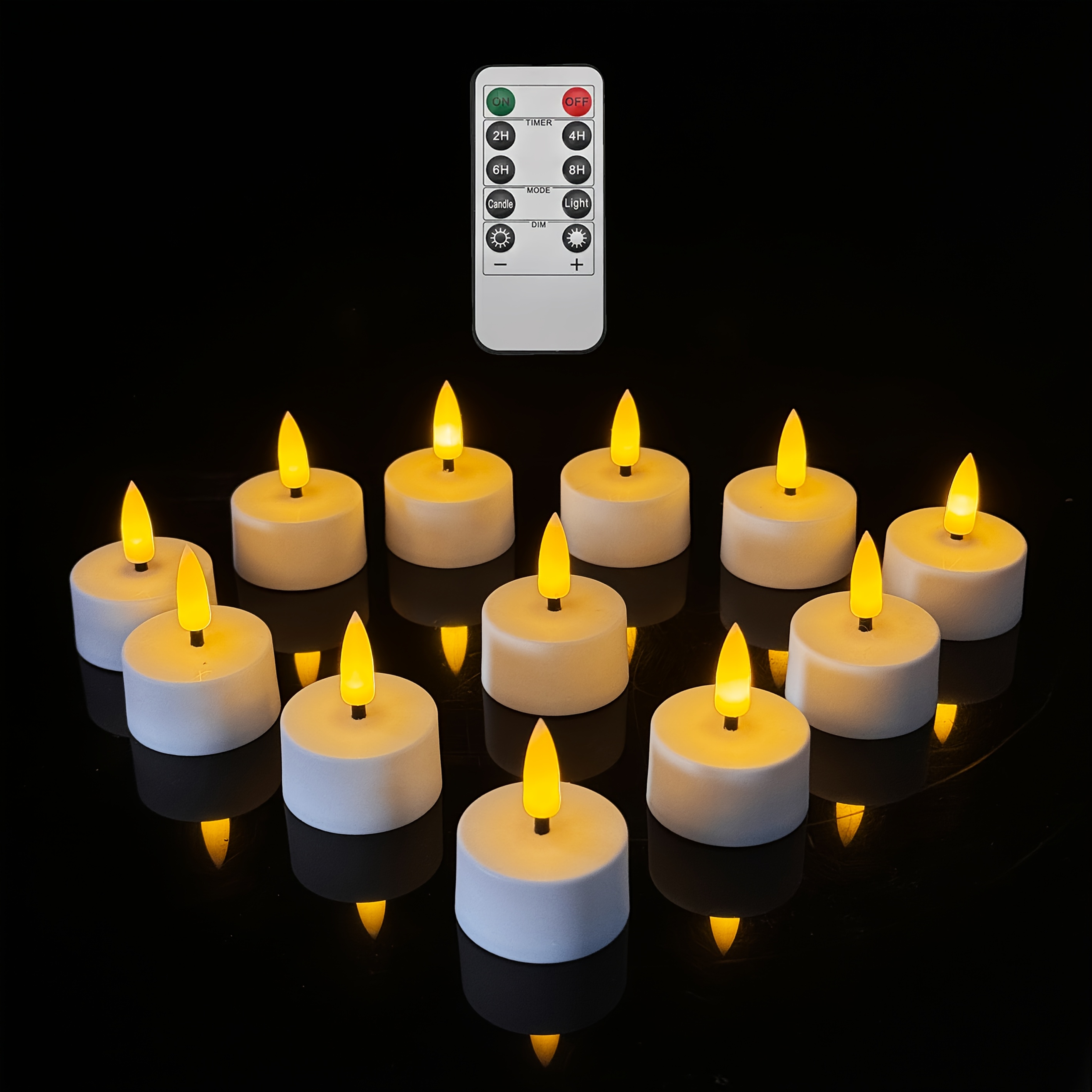 6-pack/12-pack Led Battery-operated Tea Lights | Flameless Candles With Timer Remote Control, 's Day Decor Flickering Wish Candles For , Includes Remote Control With Button Battery