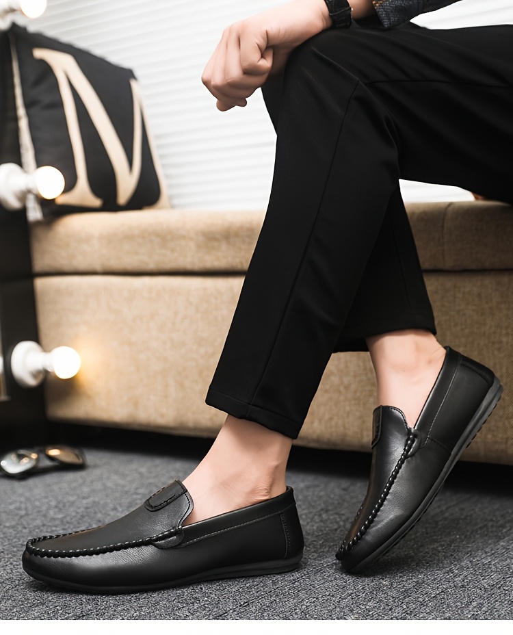 Men's Slip-On Loafers - British Style Breathable Casual & Dressy Shoes, All-Season Comfort with EVA Sole, Low-Top Round Toe Design for Office, Semi-Formal & Casual Attire, Comfy Shoes