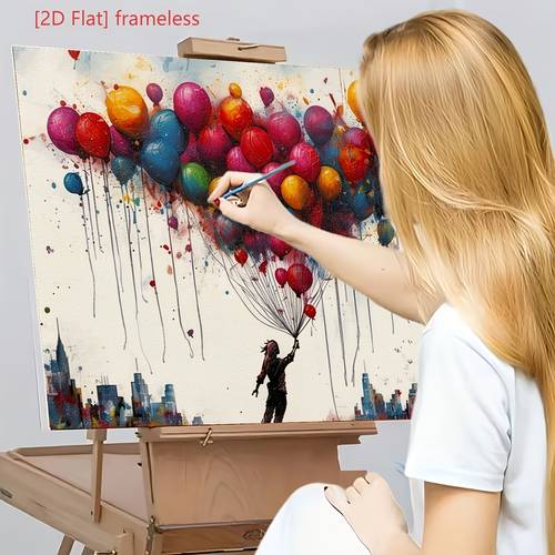 photo de l'article kit de peinture à lhuile numérique 2d plat 1 pièce pour professionnel, paysage avec ballons colorés, peinture diy pour , décoration dintérieur, présentation de bureau, de décoration pour café, pour noël et le an