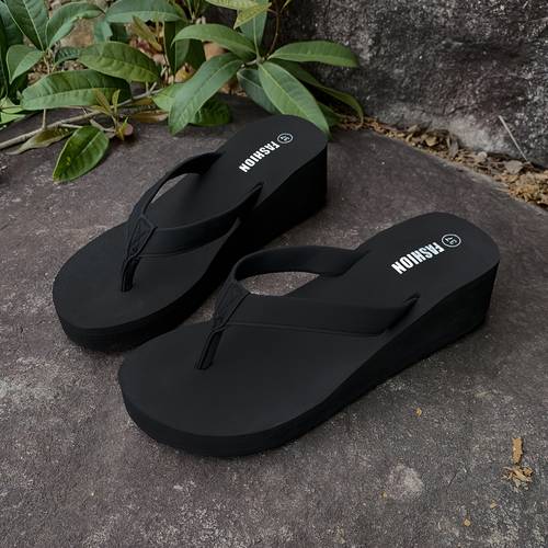 Women's Lightweight Platform Wedge Slippers - Thick Cushioned Soles, High-Rise Sloping Heel, Soft Thong Suitable for Outdoor Summer Wear, Elegant Comfortable for -Day Wear (Hand Washable), Women Shoes