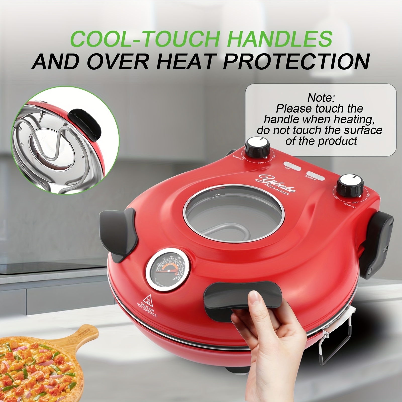 Image of Klaif Electric Pizza Oven, Lmc-red | Separately Adjustable Top And Bottom Heat, 1450 W, 420°c