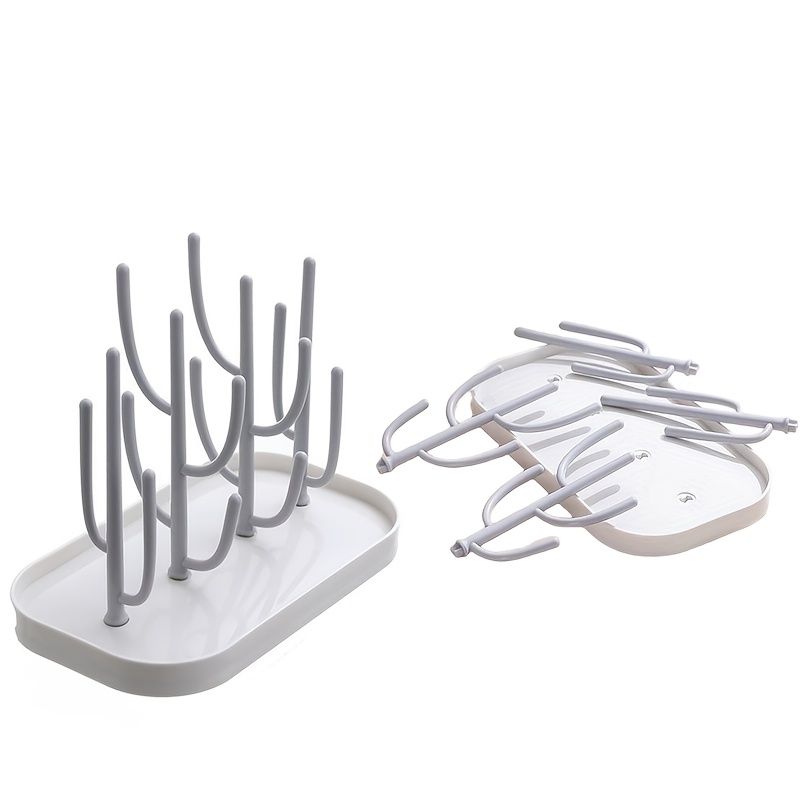 1 Set Multifunctional Bottle Glass Cup Drain Rack Organizer Set, Portable Multifunctional 16-head Cactus-shaped Drying Rack Detachable Support Rack Bottle Drying Rack Bottle Cleaning Brush Drain Rack