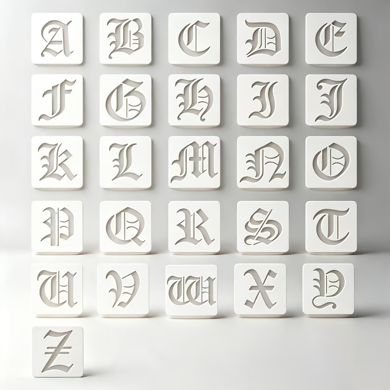 TEMU 26pcs Gothic Letter Pattern Handmade Stencils, Letter Stencils, Reusable Plastic Painting Stencils. Suitable For Painting, Learning, Diy Crafts