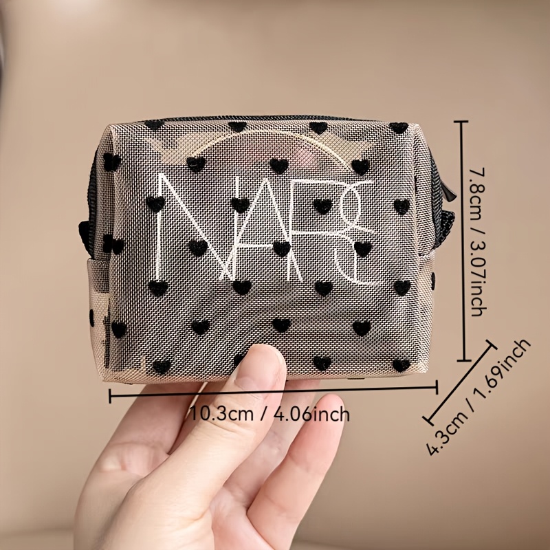 TEMU Sac intérieur en de cœur, Trousse de Cosmétique, Petite taille portable, Grande capacité, Trousse à rouge à lèvres minimaliste, Trousse de