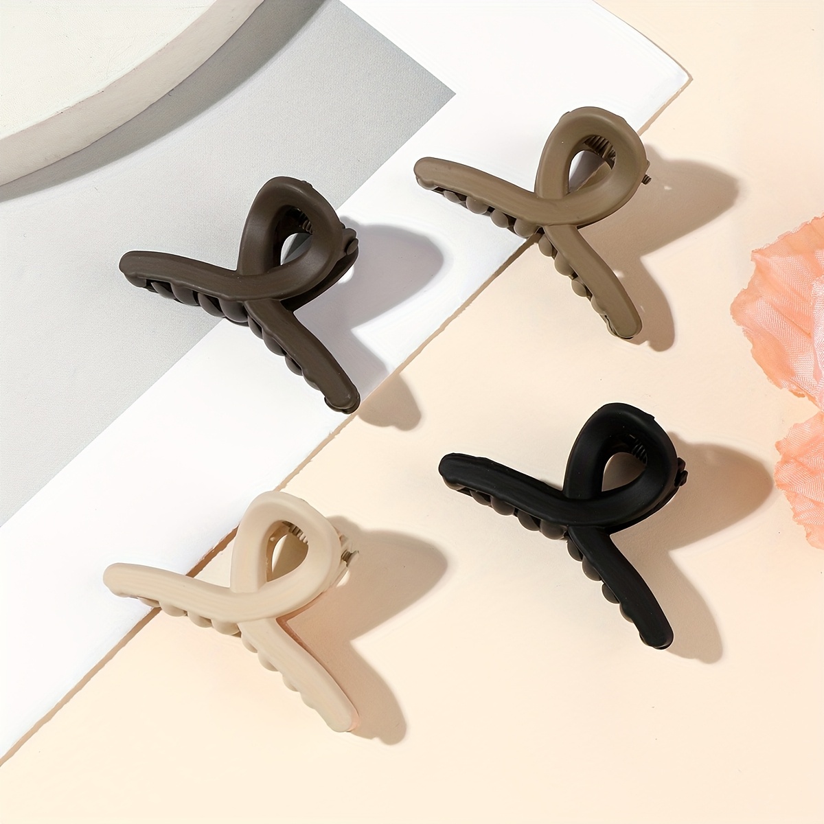 4pcs Set Of Women's Versatile Frosted Cross Small Hair Claw Side Bangs Hair Clip Fashion Hair Additions