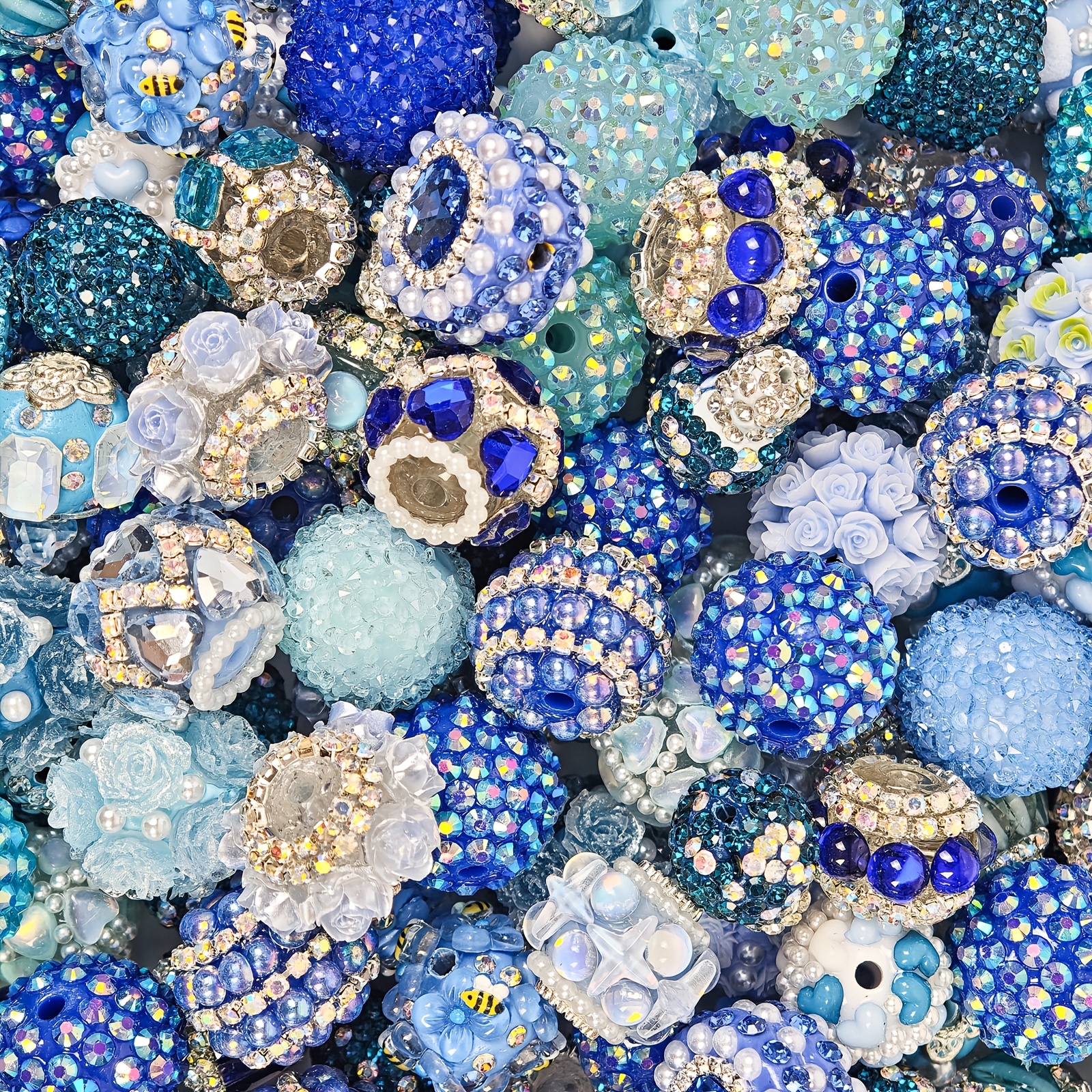 TEMU Fflfuu Ccdcll 10pcs Deep- Resin Beads, Mixed Styles Straight-hole Beads, Handmade Diy Beading Materials, For Halloween, Christmas Gifts &