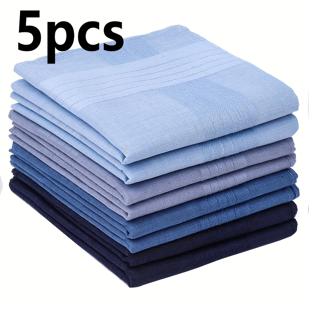 item picture 5packs elegant cotton pocket square handkerchiefs 16inch large solid color yarn   unisex woven handkerchiefs suitable for formal attire formal clothing accessories elegant pocket square woven texture