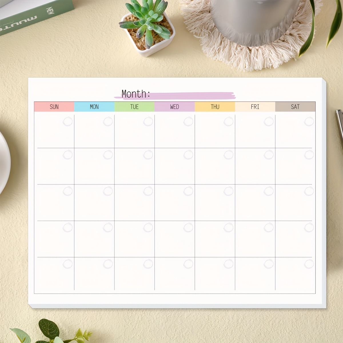 

A4 Planning Pad Calendar For Students And Teachers - English Daily Planner With Event Recording - Durable 100gsm Paper - Multi-color Design