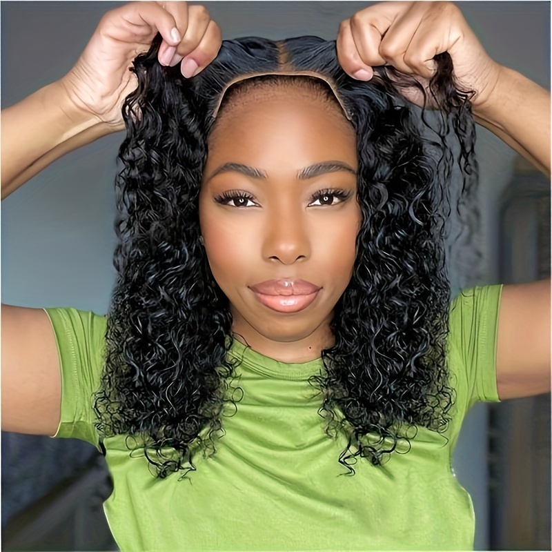 

4x4 Put On And Go Glueless Bob Wig Human Hair Curly For Women Lace Front Wig Human Hair Pre Pre Cut Lace 180% Density