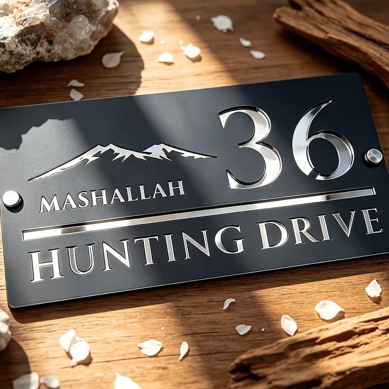 TEMU Custom Personalized Double-layer Premium Acrylic Door Sign, Personalized Address Plate, Villa Door Number Decoration, Exquisite Carved Design,