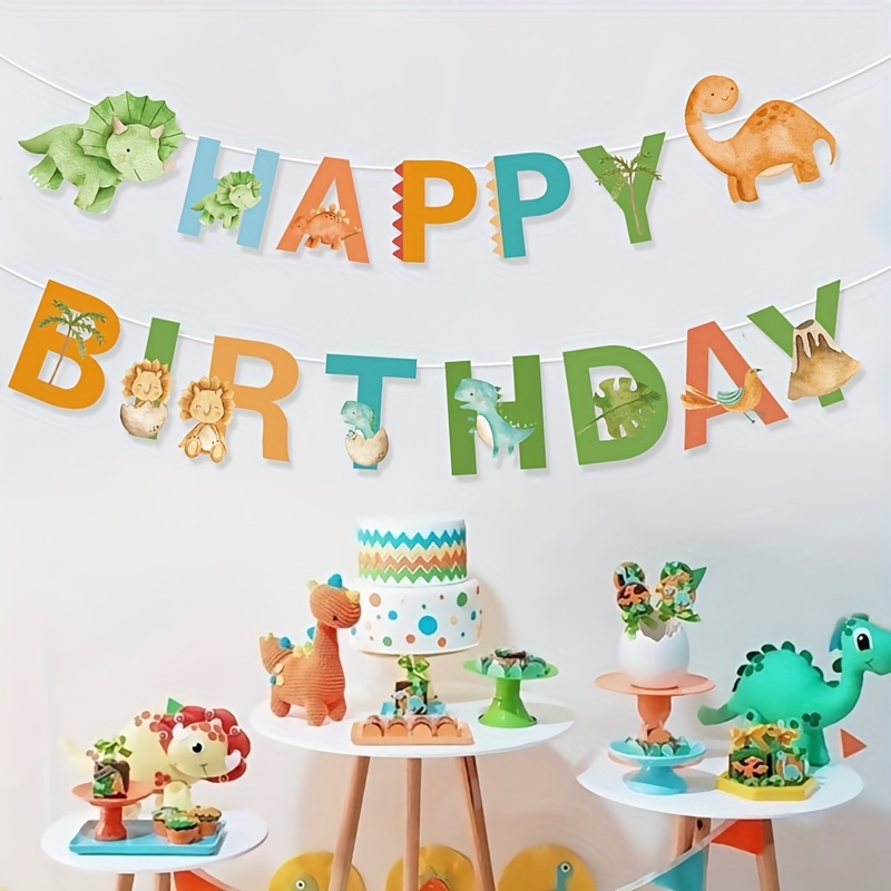 

Set, Dinosaur Theme Birthday Flag Banner Paper Flag Banner Birthday Decoration Party Background Party Banner Decorations For Birthday Party