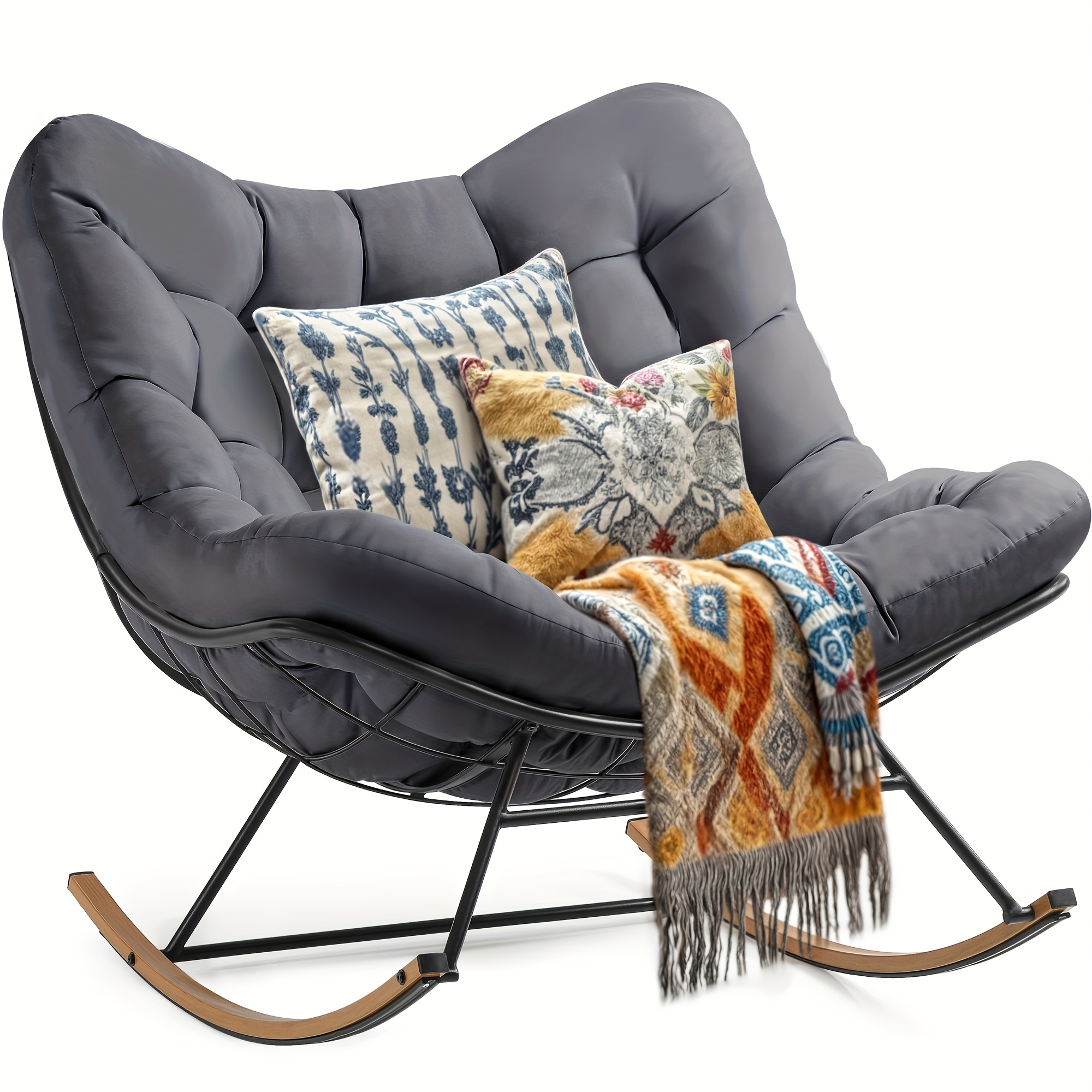 Cojín Para Silla Papasan Impermeable Chilly Pilley - Varios Tamaños, Color Gris