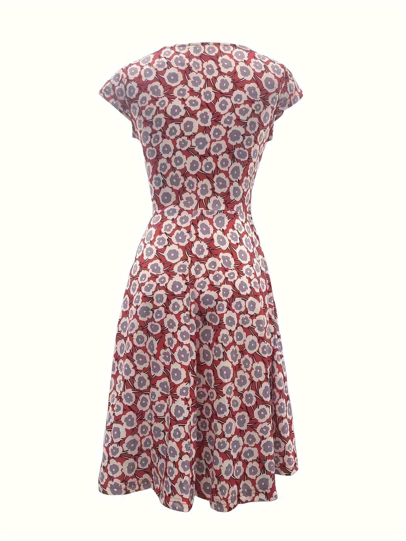 Polka Dot V neck Dress Vintage Short Sleeve Midi Dres Dress - Temu